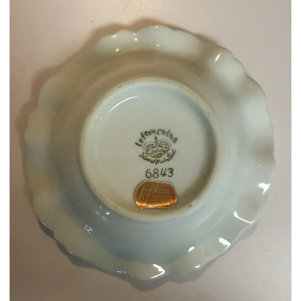 Vintage Lefton China Hand Painted Flowers #6843 Petite Pitcher & Wash Bowl